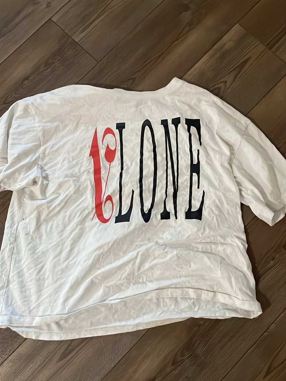 VLONE White Shirt with Black and Red Back Logo